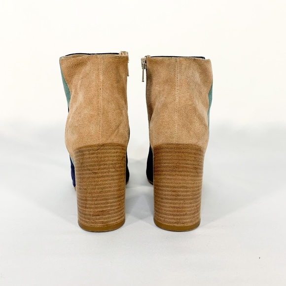 PAOLA FERRI Suede Multi Zipper Booties Block Heel - Picture 4 of 7